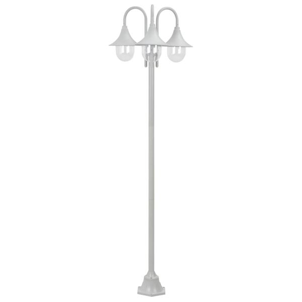 vidaXL Hagelyktestolpe E27 220 cm aluminium 3 lamper hvit