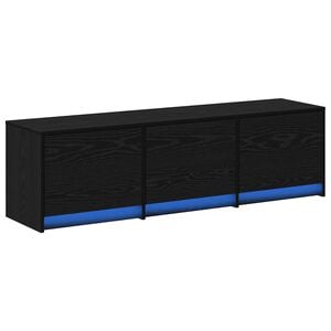 vidaXL TV-skap med LED-lamper med skuff Svart Eik 140 x 34 x 40 cm