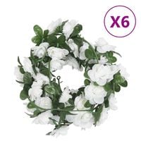 vidaXL Kunstige blomsterkranser 6 stk hvit 240 cm