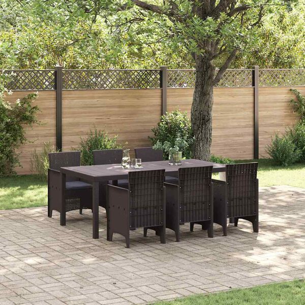 vidaXL Hage Spisegruppe 7 pcs Brun Polt rattan