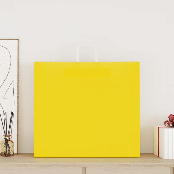 vidaXL Papirposer 50 stk med h&aring;ndtak gul 54x15x49 cm