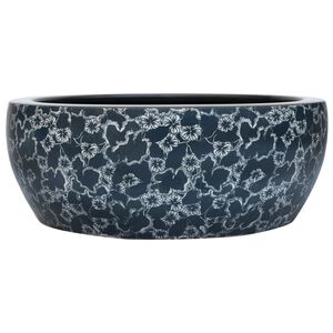 vidaXL Benkeservant svart og bl&aring; rund &Phi;41x14 cm keramikk