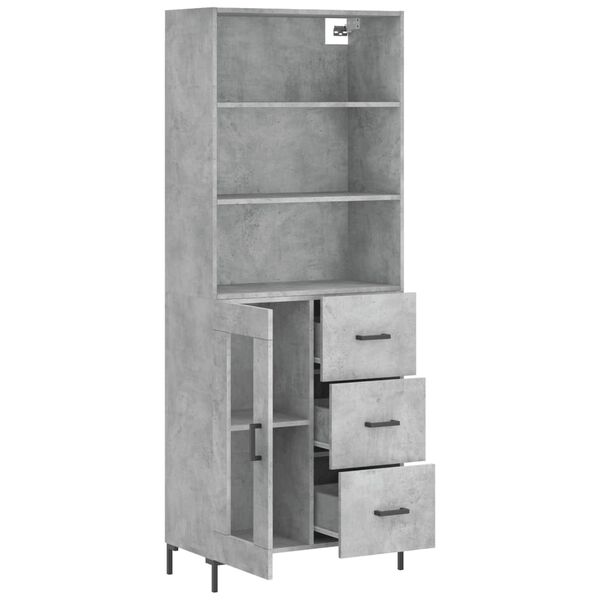vidaXL Highboard betonggr&aring; 69,5x34x180 cm konstruert tre