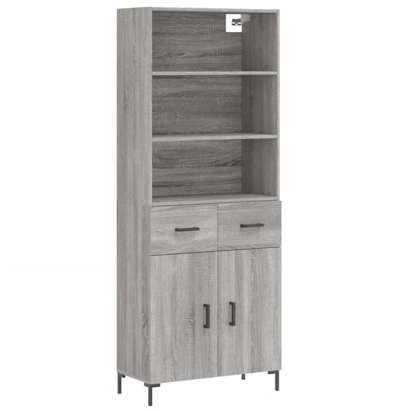 vidaXL Highboard grå sonoma 69,5x34x180 cm konstruert tre