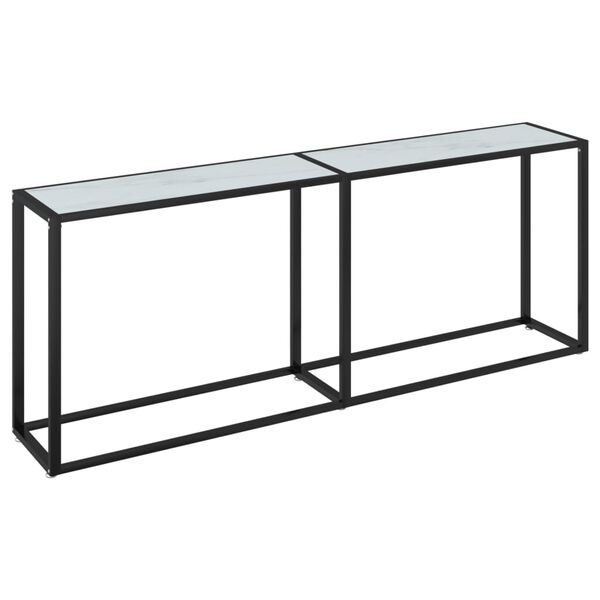 vidaXL Konsollbord hvit marmor 200x35x75,5 cm herdet glass