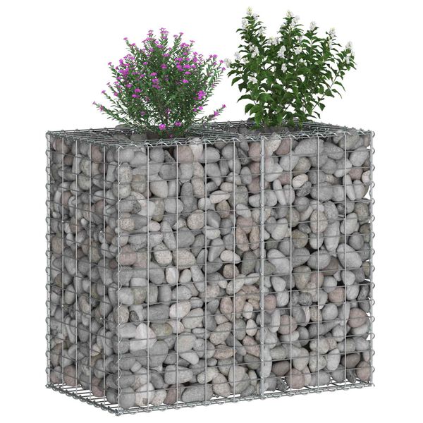 vidaXL Gabion hevet seng s&oslash;lv 90 x 50 x 80 cm Galvanisert St&aring;l