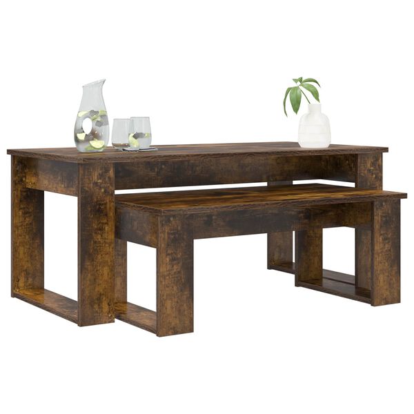 vidaXL Kaffebord Sett 2 pcs R&oslash;kt eik Konstruert tre