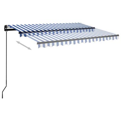 vidaXL Manuell uttrekkbar markise med LED 3,5x2,5 m blå og hvit