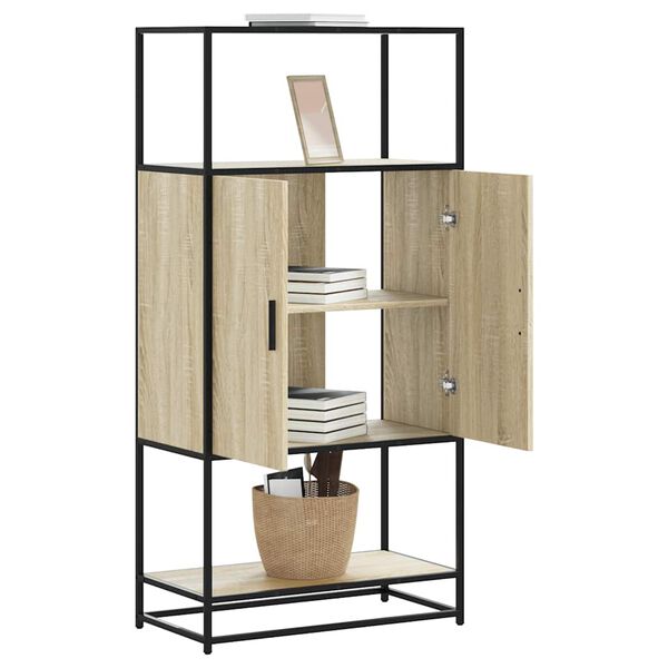 vidaXL Highboard sonoma eik 68x35x139 cm konstruert tre og metall