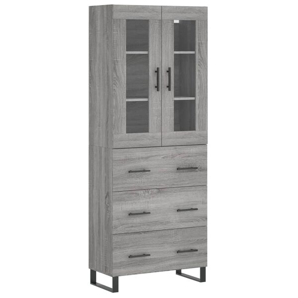 vidaXL Highboard gr&aring; sonoma 69,5x34x180 cm konstruert tre
