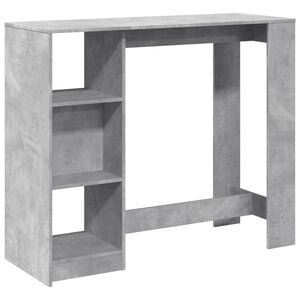 vidaXL Barbord med hylle betonggr&aring; 124x46x103,5 cm konstruert tre