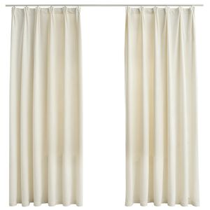 vidaXL Lystette gardiner med kroker 2 stk fl&oslash;yel beige 140x175 cm