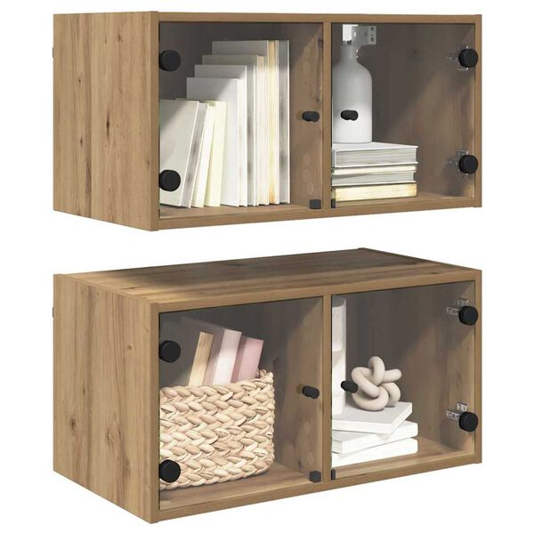 vidaXL Vegghotell 2 pcs Artisan Eik 68 x 37 x 35 cm Konstruert tre