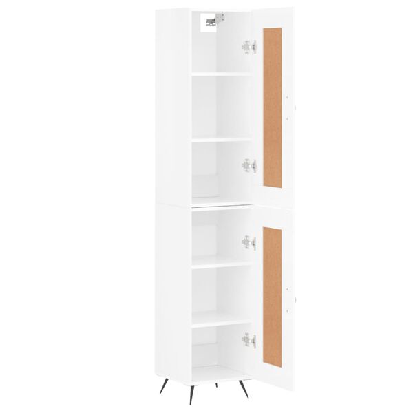 vidaXL Highboard h&oslash;yglans hvit 34,5x34x180 cm konstruert tre