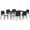 vidaXL Hage Spisegruppe 7 pcs Svart Pulverlakkert st&aring;l