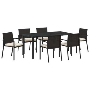 vidaXL Hage Spisegruppe 7 pcs Svart Pulverlakkert st&aring;l