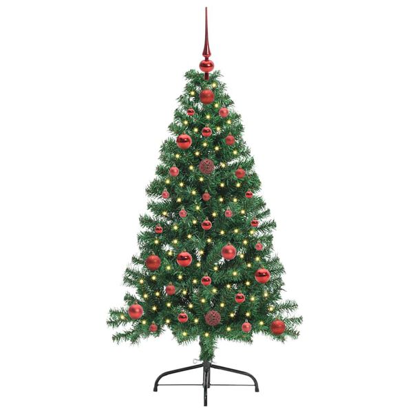 vidaXL Kunstig Forh&aring;ndsopplyst Juletre med 150 LED gr&oslash;nn 120 cm PVC