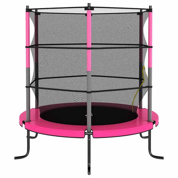 vidaXL Trampoline med sikkerhetsnett 140x160 cm rosa