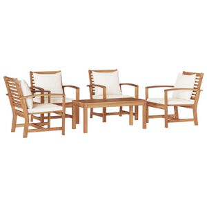 vidaXL Hagesofa Set 5 pcs Naturlig Massivt Teaktre
