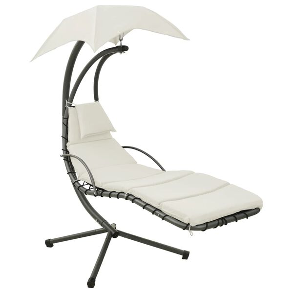 vidaXL Utend&oslash;rs hengestol kremhvit og gr&aring; 190x90x200 cm stoff