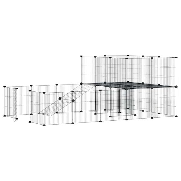 vidaXL Dyrebur 36 paneler med d&oslash;r svart 35x35 cm st&aring;l