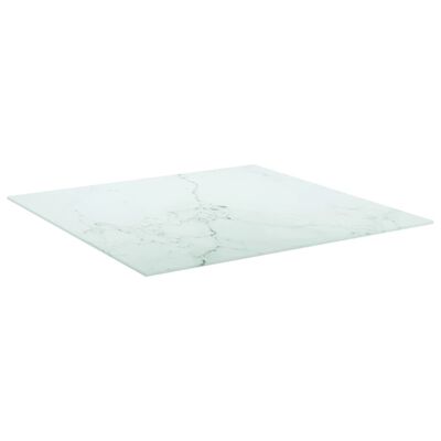 vidaXL Bordplate hvit 70x70 cm 6 mm herdet glass med marmor design