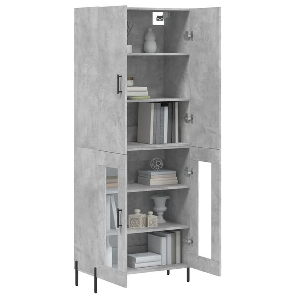 vidaXL Highboard betonggr&aring; 69,5x34x180 cm konstruert tre