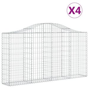 vidaXL Gabionkurver buede 4 stk 200x30x100/120 cm galvanisert jern