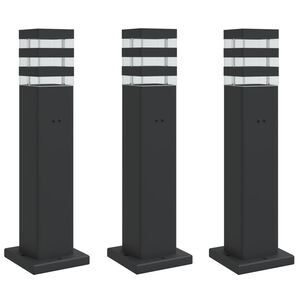 vidaXL Utend&oslash;rs gulvlamper med uttak 3 stk svart 50 cm aluminium