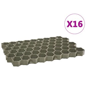 vidaXL Gressarmeringsmatter 16 stk gr&oslash;nn 60x40x3 cm plast