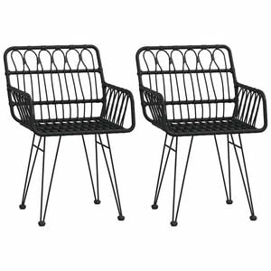 vidaXL Hagestoler med armlener 2 stk svart 56x64x80 cm PE rotting