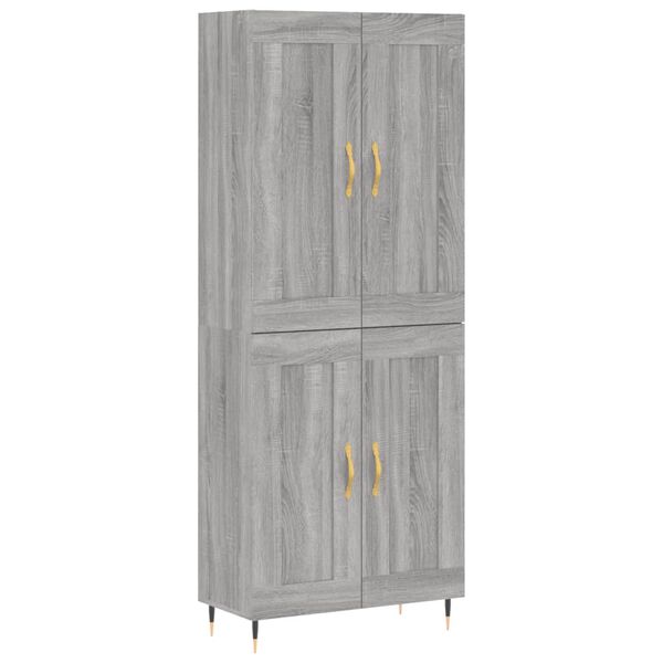 vidaXL Highboard gr&aring; sonoma 69,5x34x180 cm konstruert tre