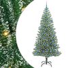 vidaXL Kunstig Julesekk Sn&oslash; Flocket med LED Lys Gr&oslash;nn og hvit 210 cm