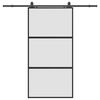 vidaXL Skyved&oslash;r med monteringssett svart 102,5x205 cm herdet glass