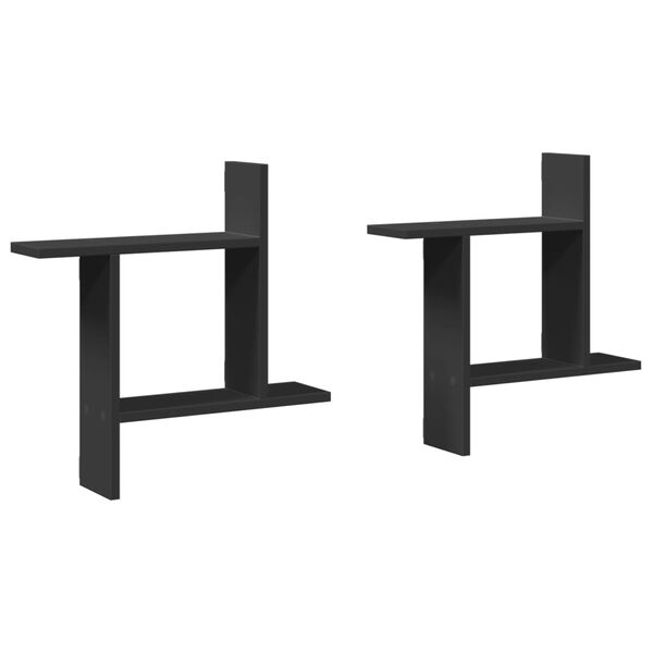 vidaXL Vegghyller 2 stk svart 50x12x50 cm konstruert tre