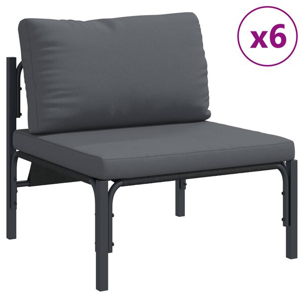 vidaXL Hagesofa Set med pute 9 pcs Svart St&aring;l