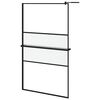 vidaXL Dusjvegg med hylle svart 115x195 cm ESG-glass og aluminium