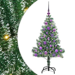 vidaXL Kunstig Julesekk Sn&oslash; Flocket med LED Lys Gr&oslash;nn og hvit 120 cm