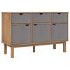 vidaXL Skjenk OTTA brun og gr&aring; 114x43x73,5 cm heltre furu