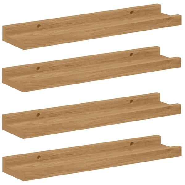 vidaXL Vegghylle med hylle 4 pcs Brun 40 x 9 x 3 cm Konstruert tre