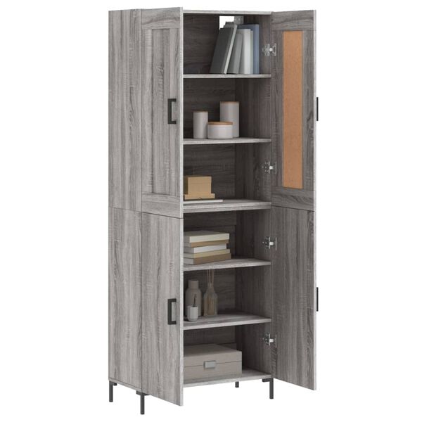 vidaXL Highboard gr&aring; sonoma 69,5x34x180 cm konstruert tre