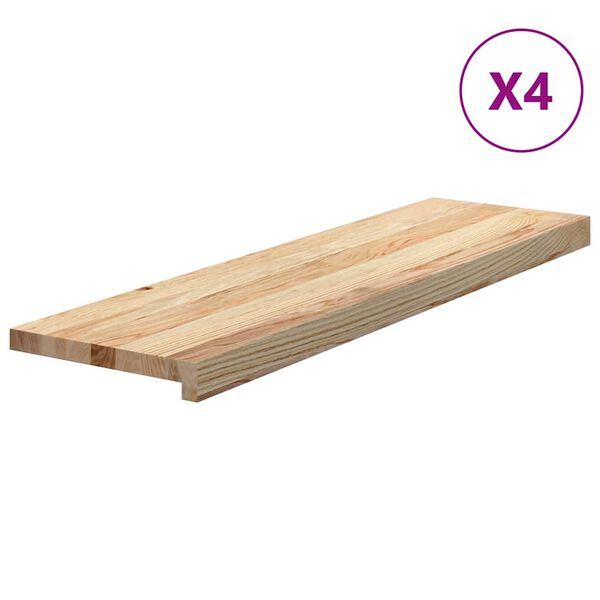 vidaXL Trappetrinn 4 stk ubehandlet 90x25x2 cm heltre eik