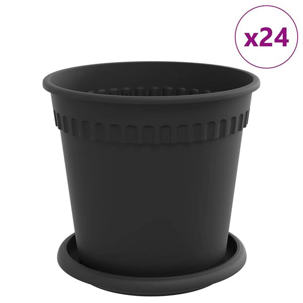 vidaXL Plantepotter 24 pcs Svart &Oslash; 17 x 14 cm Plast