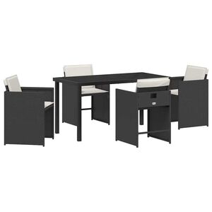vidaXL Hage Spisegruppe 5 pcs Svart polyrotting