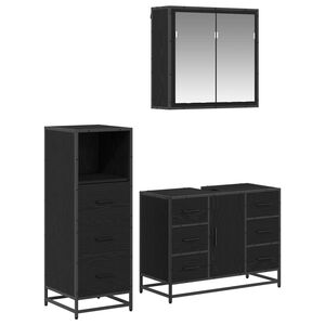 vidaXL Baderomsinnredningssett 3 stk. Svart Eik 80 x 33 x 60 cm