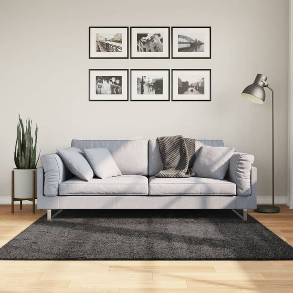 vidaXL Tykt teppe PAMPLONA h&oslash;y luv moderne antrasitt 160x160 cm