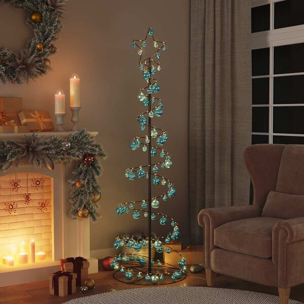 vidaXL LED Juletre med Baubles 120 LEDs Varm Hvit 180 cm