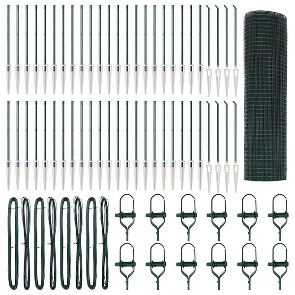 vidaXL Gjerdep&aring;le gr&oslash;nn 100 x 0,4 m (19 x 19 mm mesh) St&aring;l og PVC