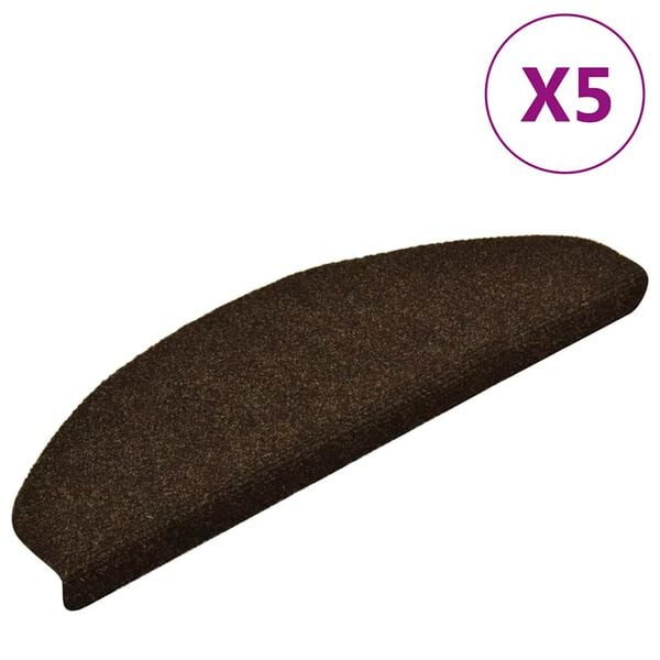 vidaXL Trappematter selvklebende 5 stk 65x21x4 cm brun halvrund stor