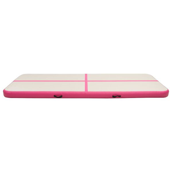 vidaXL Oppbl&aring;sbar gymnastikkmatte med pumpe 300x100x15 cm PVC rosa